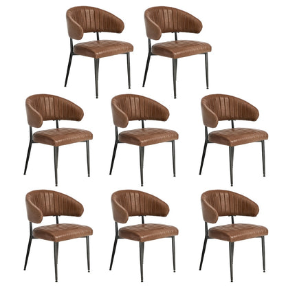 Set Of 4,6,8 Dining Chair PU Leather Padded Seat Brown Modern Kitchen Furniture