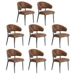 Set Of 4,6,8 Dining Chair PU Leather Padded Seat Brown Modern Kitchen Furniture