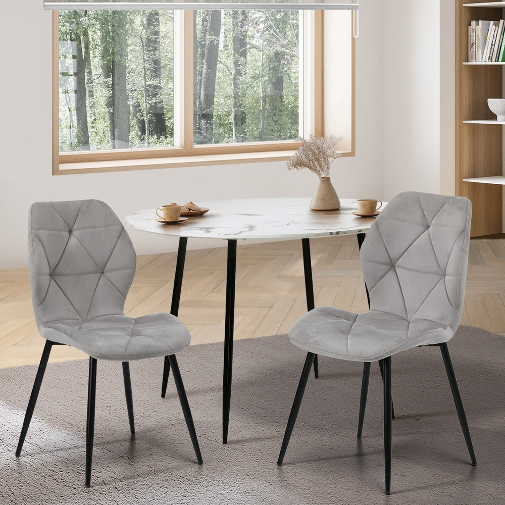 Dining Chairs Set of 8 Velvet Grey