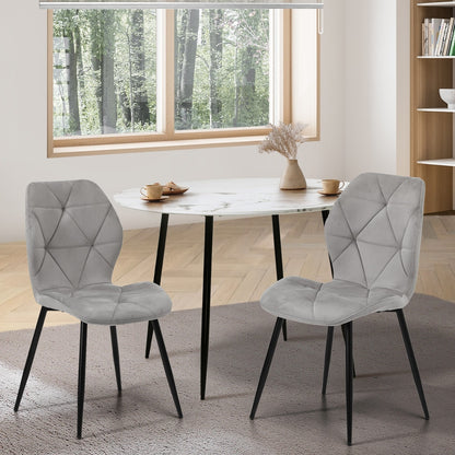 Dining Chairs Set of 8 Velvet Grey