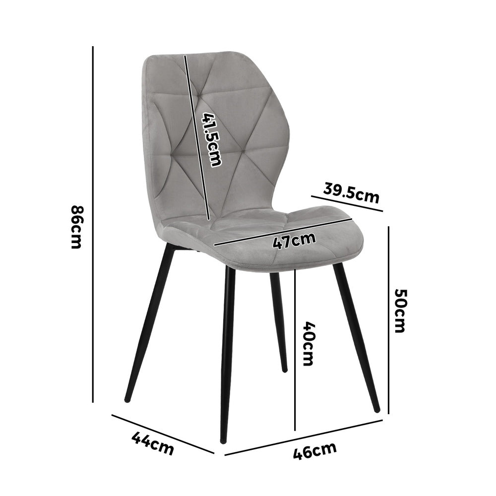 Dining Chairs Set of 8 Velvet Grey