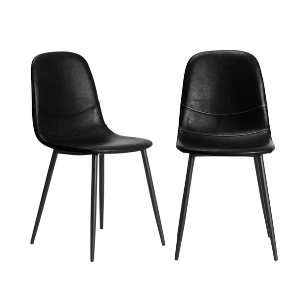  2x Dining Chairs PU Leather Black/Green