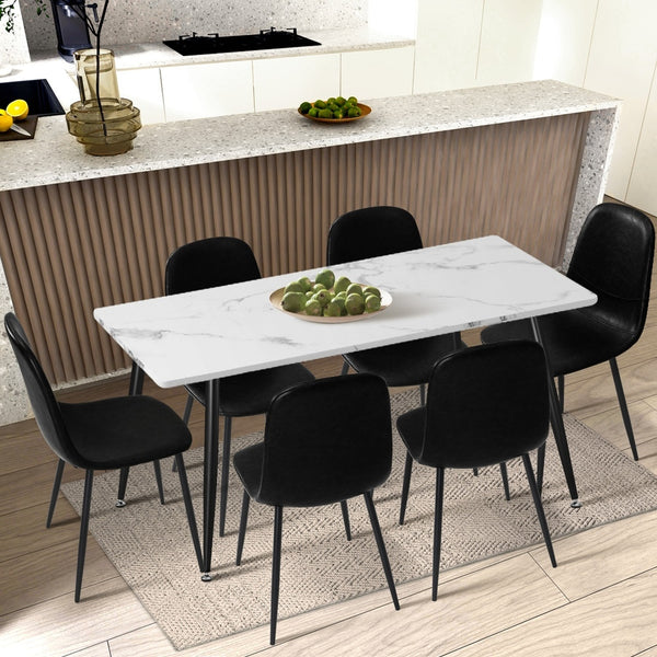  8x Dining Chairs Accent Chair PU Leather Black/Green