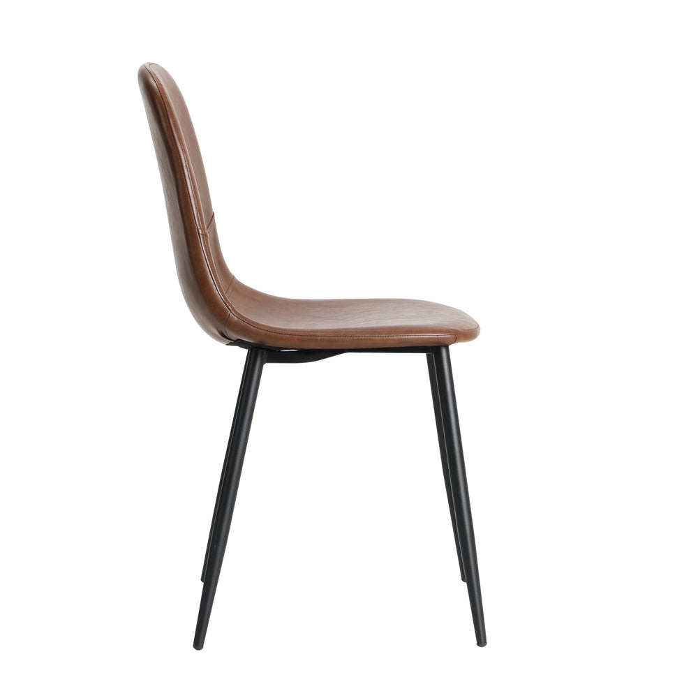 2x Dining Chairs Lounge Room PU Leather Brown