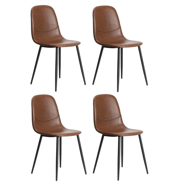  Dining Chairs Accent Chair PU Leather Brown/Grey