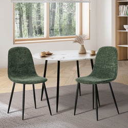 Chenille Dining Chairs Set of 2 Green | HomeAndLiving