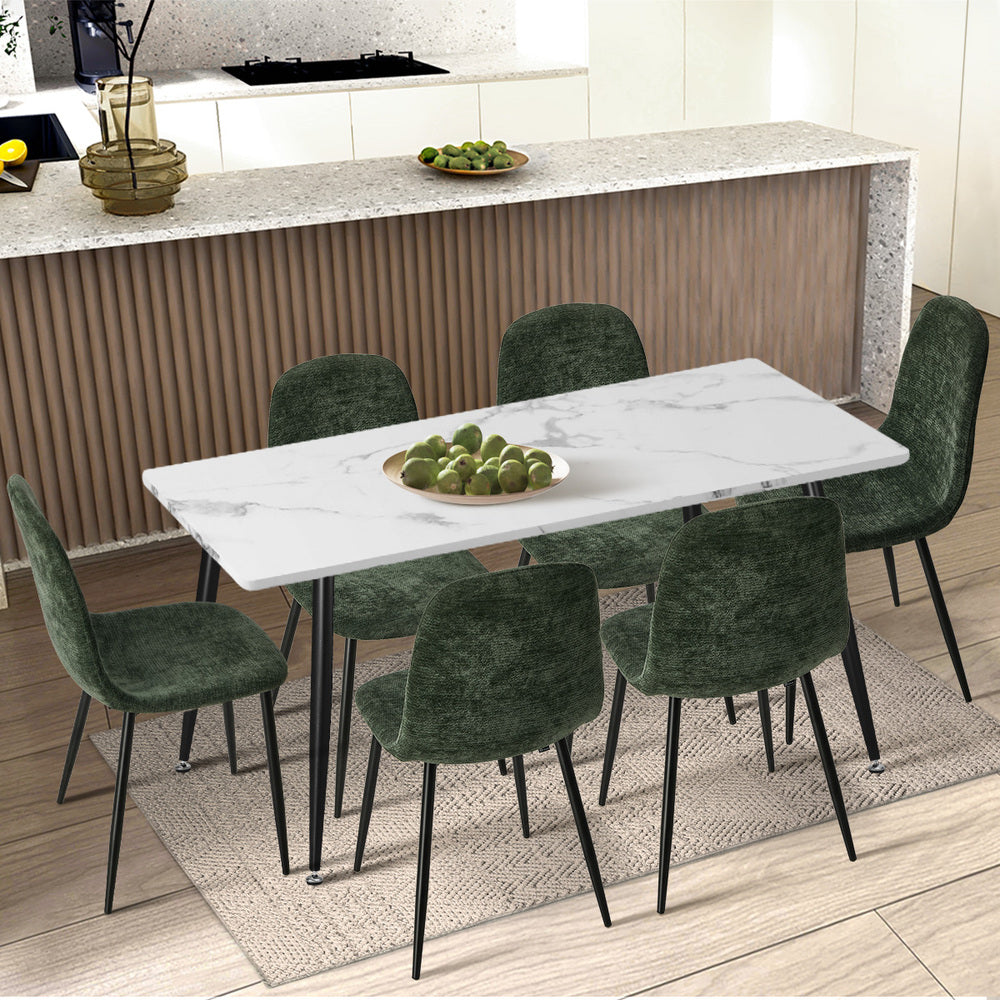 Chenille Dining Chairs Set of 2 Green | HomeAndLiving