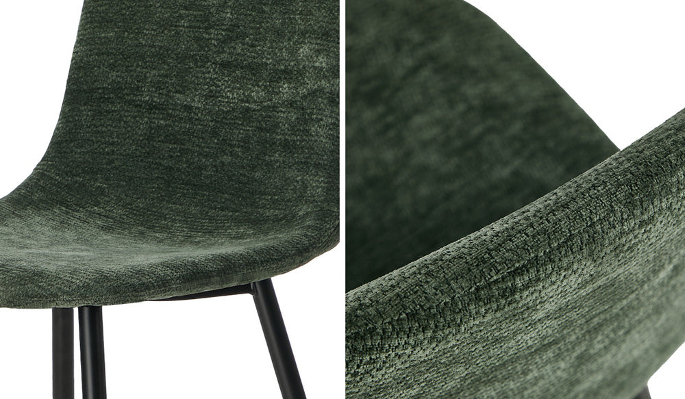 Chenille Dining Chairs Set of 2 Green | HomeAndLiving