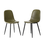 2x Dining Chairs PU Leather Black/Green