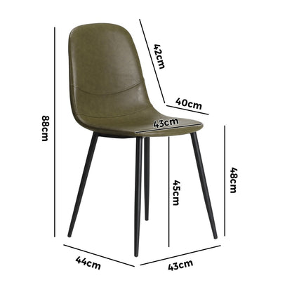 8x Dining Chairs Accent Chair PU Leather Black/Green