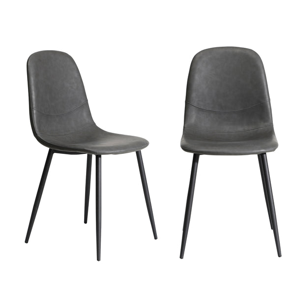  2x Dining Chairs Lounge Room PU Leather Grey