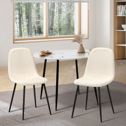 8x Dining Chairs Sherpa White and Black