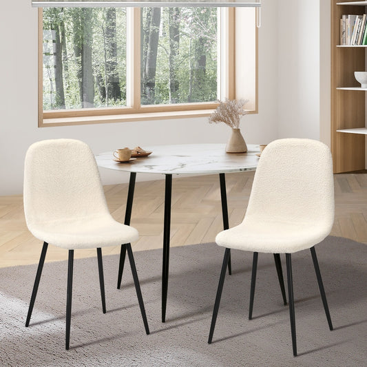 8x Dining Chairs Sherpa White and Black