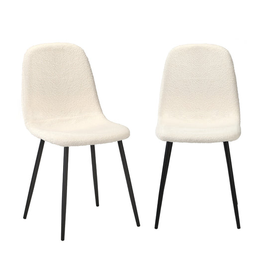 2x Dining Chairs Sherpa White and Black