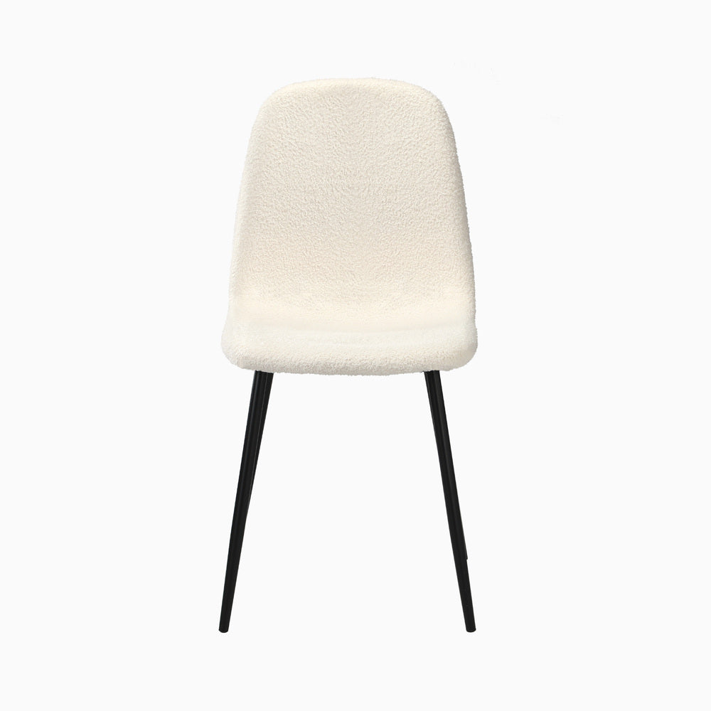 8x Dining Chairs Sherpa White and Golden