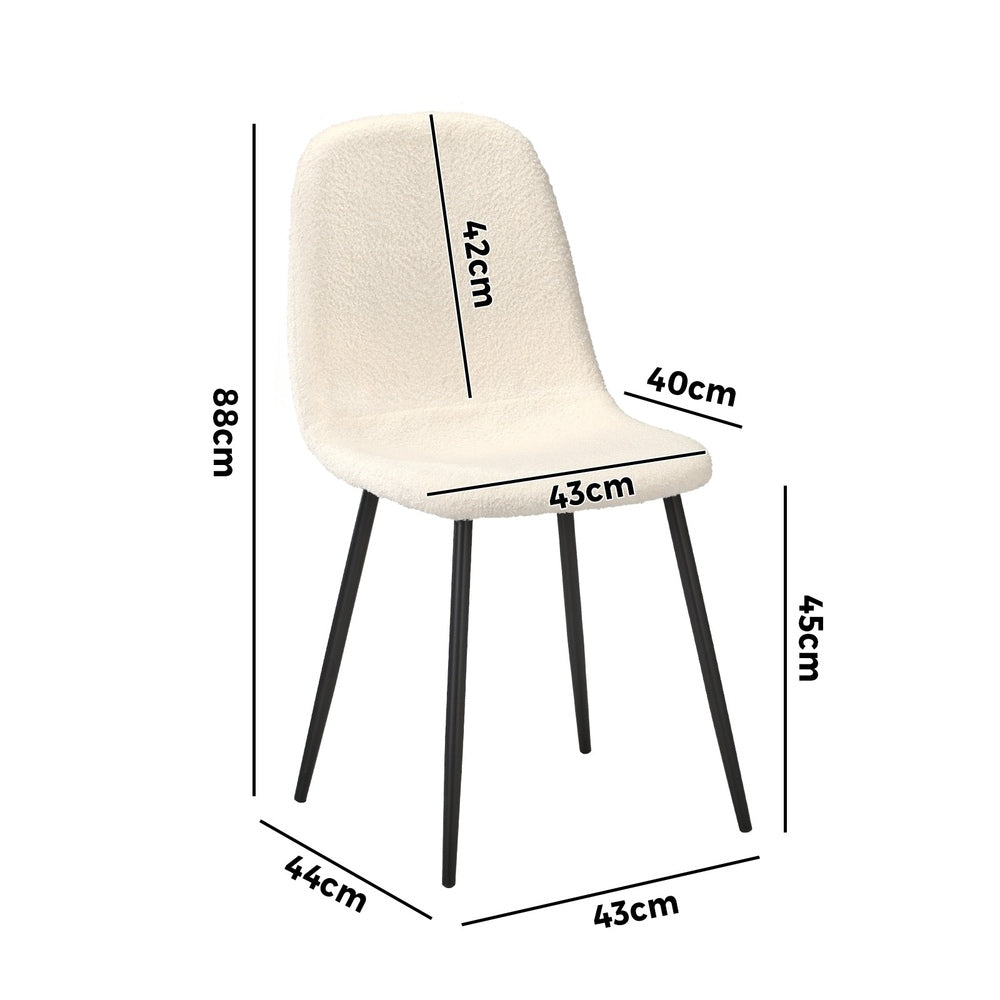 4x Dining Chairs Sherpa White and Black