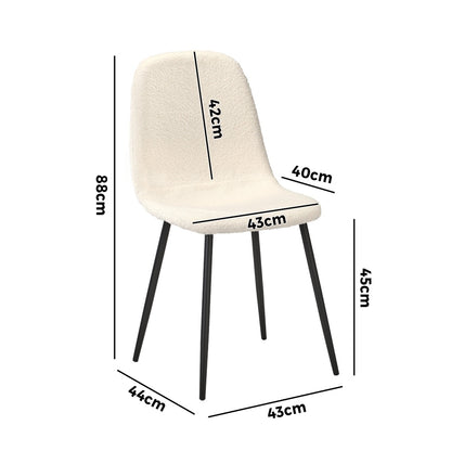 4x Dining Chairs Sherpa White and Black