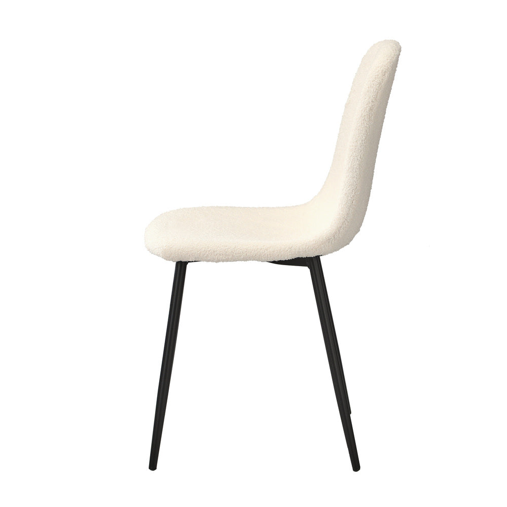 6x Dining Chairs Sherpa White and Golden