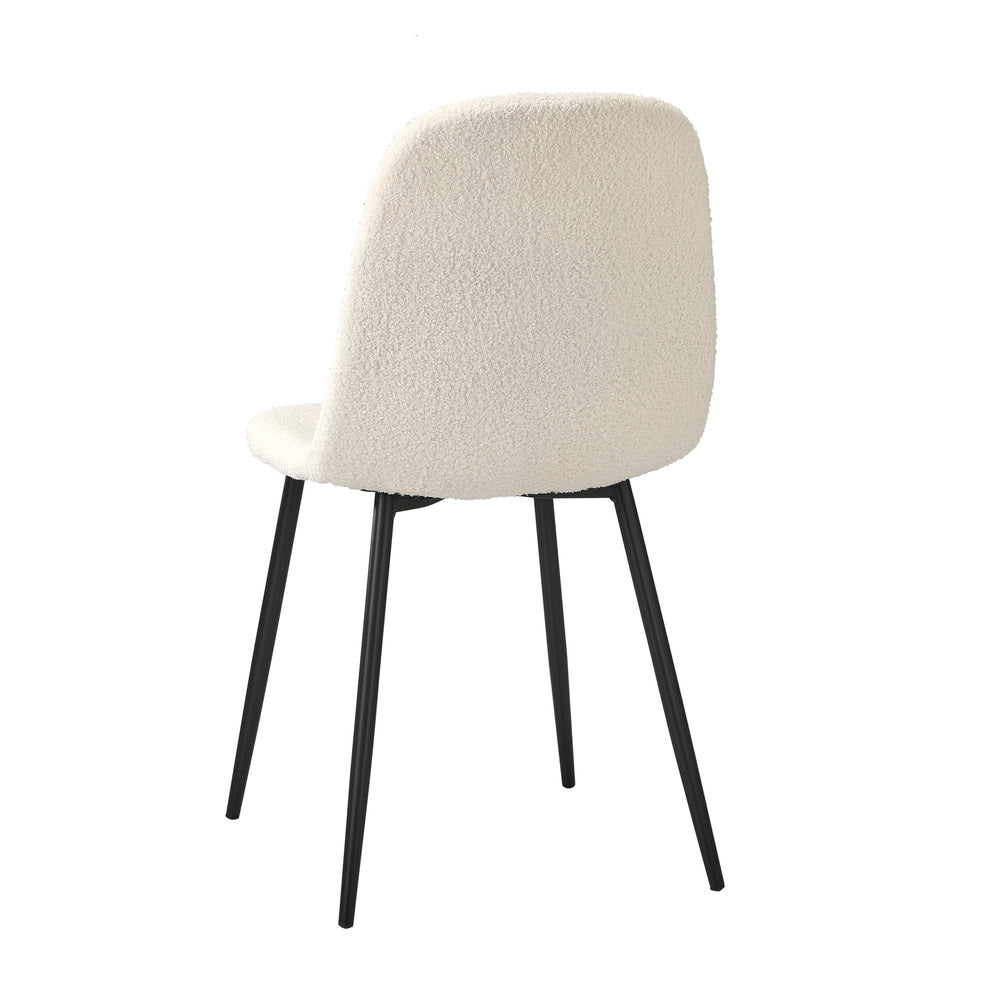 4x Dining Chairs Sherpa White and Golden