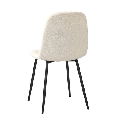 4x Dining Chairs Sherpa White and Golden