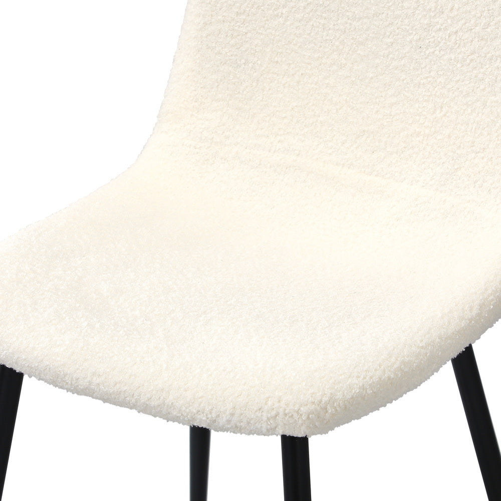 2x Dining Chairs Sherpa White and Golden