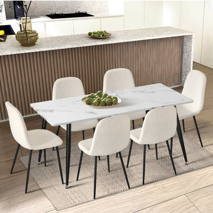 6x Dining Chairs Sherpa White and Black