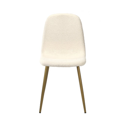 6x Dining Chairs Sherpa White and Wooden