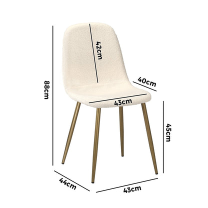 6x Dining Chairs Sherpa White and Wooden
