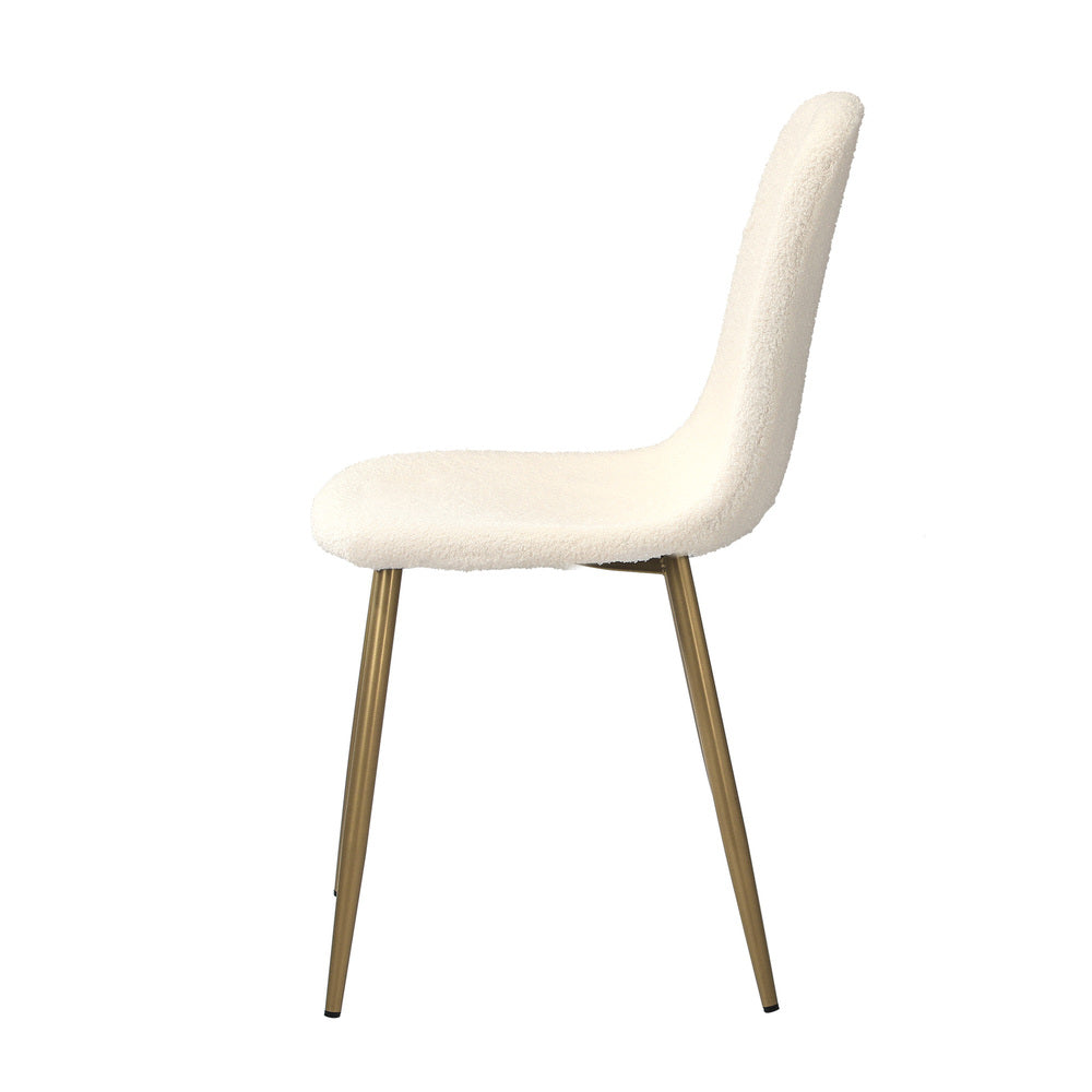 6x Dining Chairs Sherpa White and Wooden