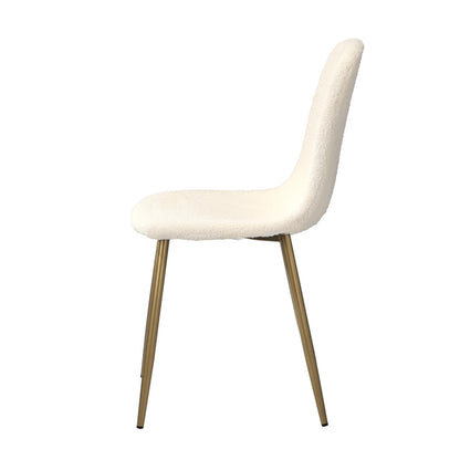 6x Dining Chairs Sherpa White and Wooden