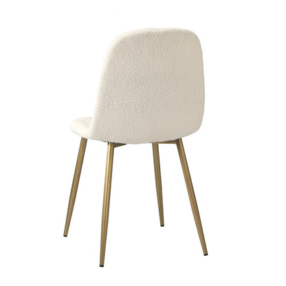 8x Dining Chairs Sherpa White and Wooden