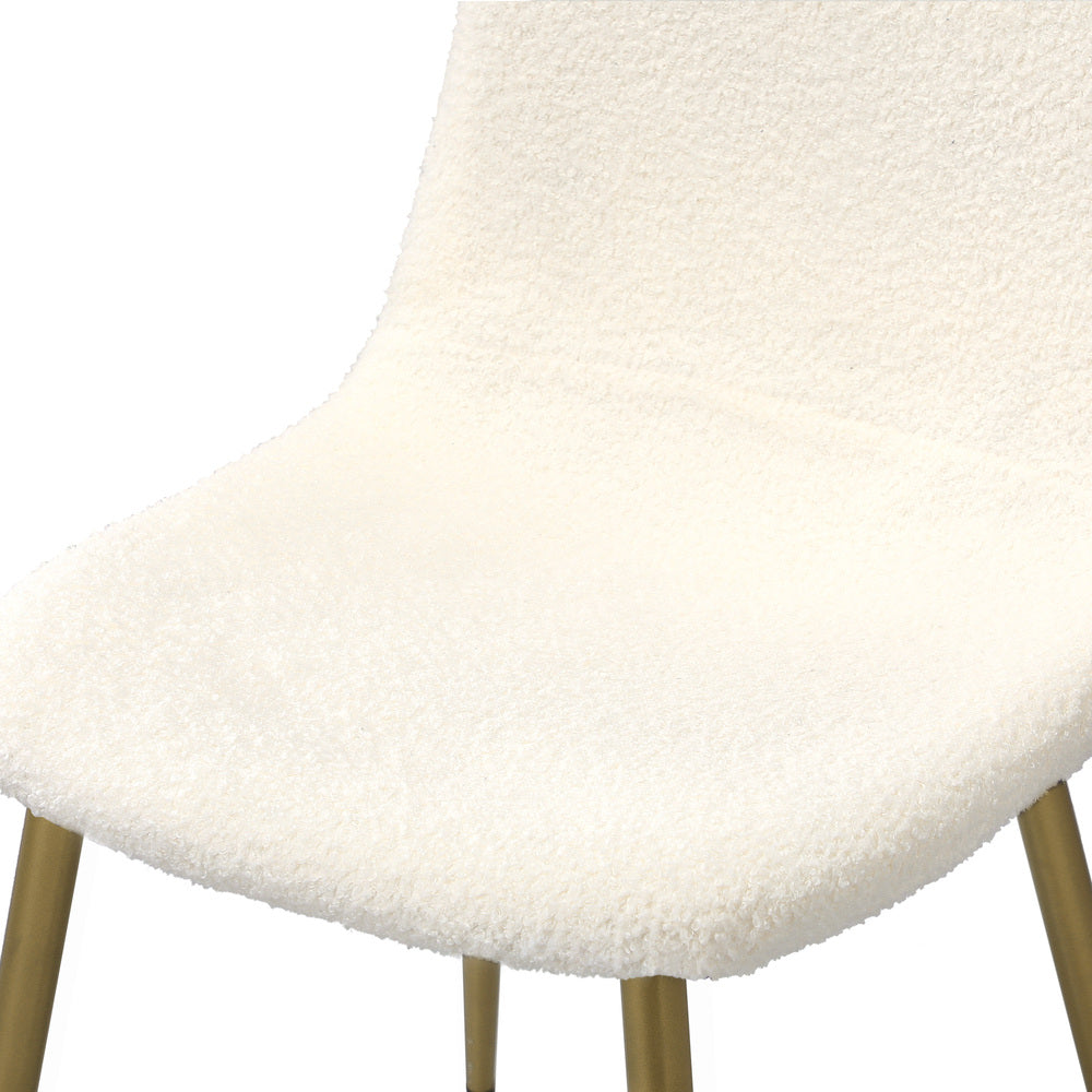 6x Dining Chairs Sherpa White and Wooden