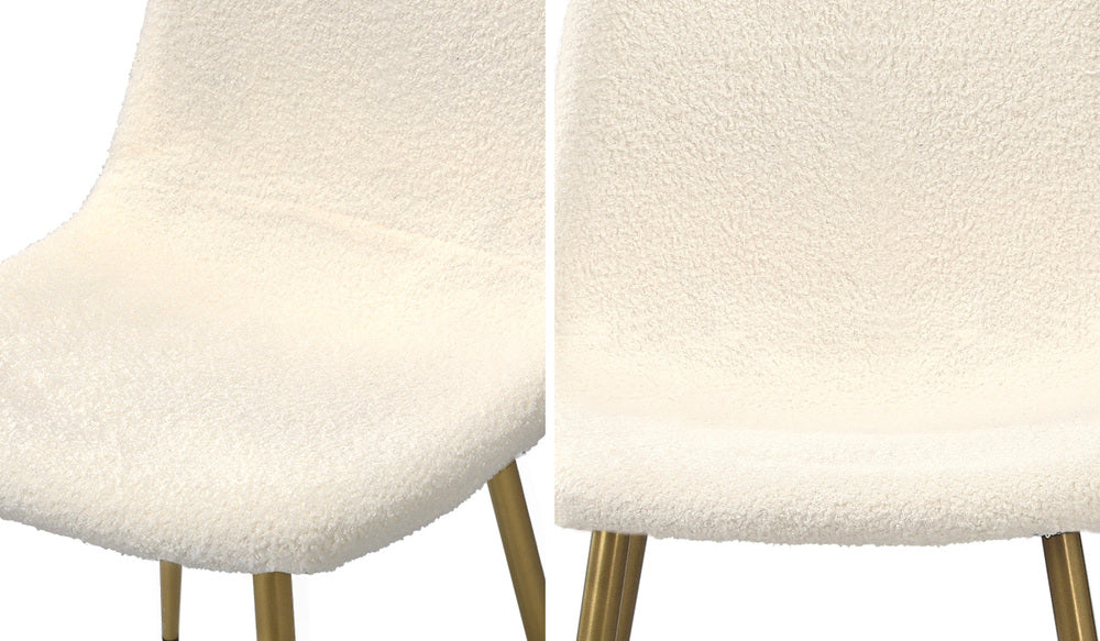 8x Dining Chairs Sherpa White and Wooden
