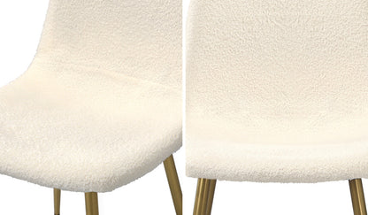 8x Dining Chairs Sherpa White and Wooden