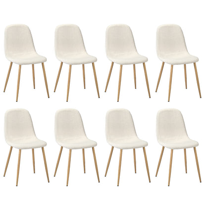 6x Dining Chairs Sherpa White and Wooden