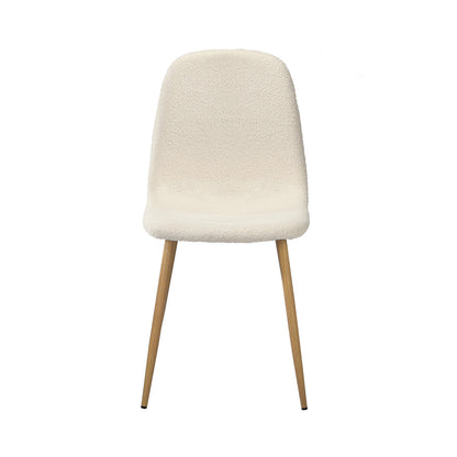 8x Dining Chairs Sherpa White and Wooden