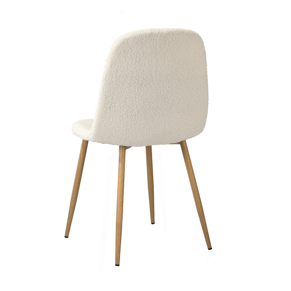 2x Dining Chairs Sherpa White and Wooden