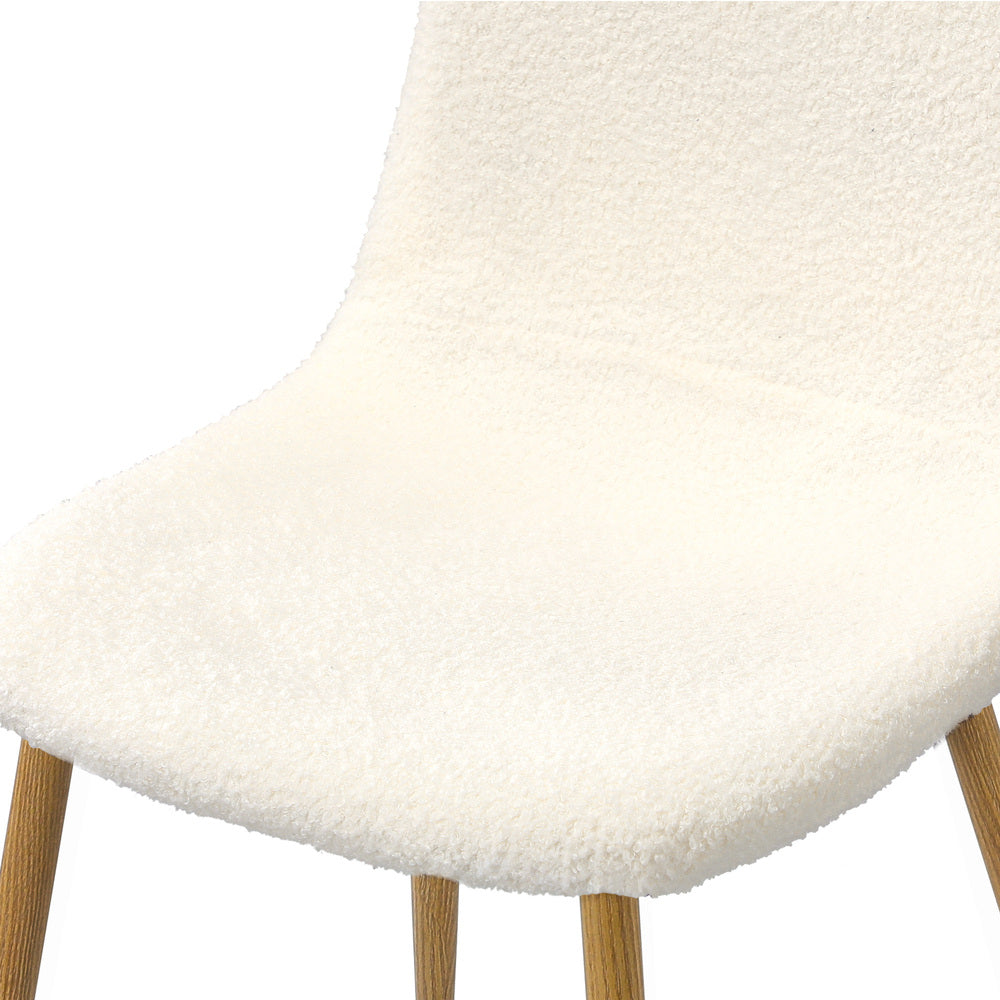 6x Dining Chairs Sherpa White and Wooden