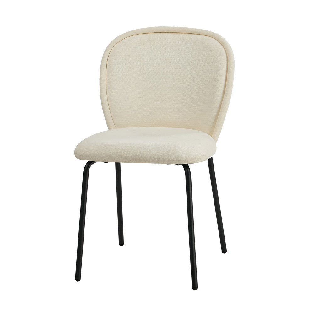 2x Dining Chairs Kitchen Chairs Chenille Pad Metal Legs Beige