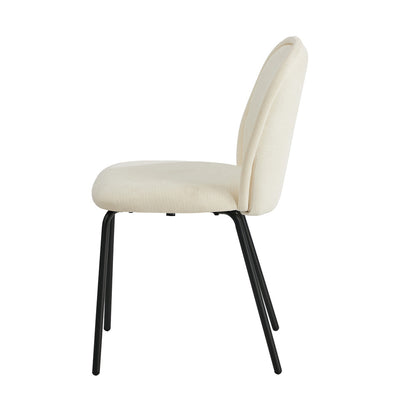 2x Dining Chairs Kitchen Chairs Chenille Pad Metal Legs Beige