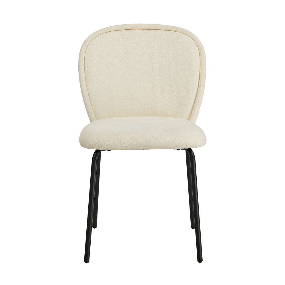 4x Dining Chairs Kitchen Chairs Chenille Pad Metal Legs Beige
