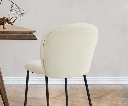 4x Dining Chairs Kitchen Chairs Chenille Pad Metal Legs Beige