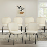 Set of 6 Dining Chairs Chenille Metal Legs | HomeAndLiving