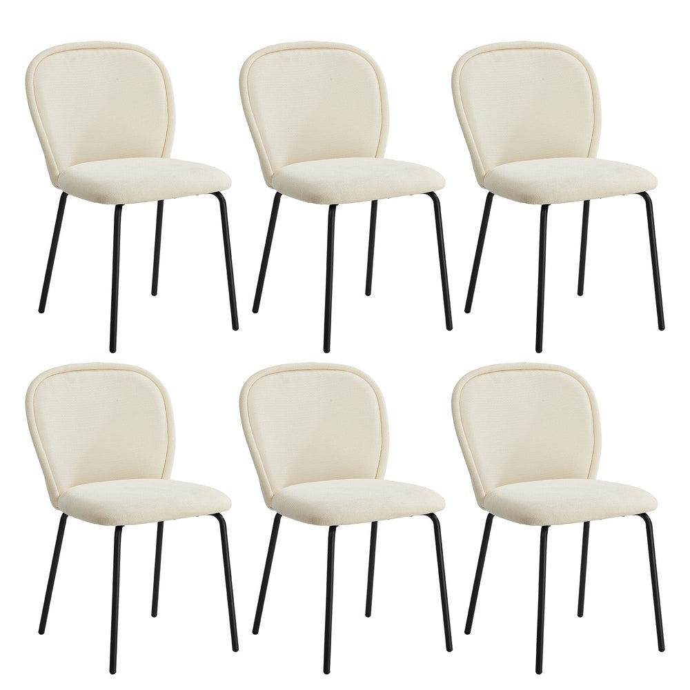 Set of 6 Dining Chairs Chenille Metal Legs | HomeAndLiving