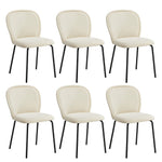 Set of 6 Dining Chairs Chenille Metal Legs | HomeAndLiving