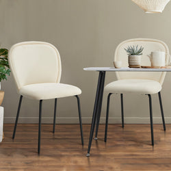 Set of 6 Dining Chairs Chenille Metal Legs | HomeAndLiving