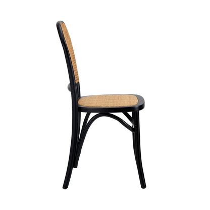 4Pcs/6Pcs Dining Chairs Wooden Chairs Rattan Black