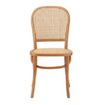 2PCS Dining Chairs Wooden Rattan Black/Beige