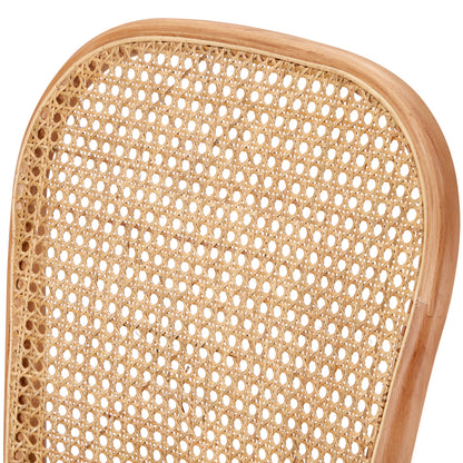 2PCS Dining Chairs Wooden Rattan Black/Beige