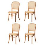 4/6PCS Dining Chairs Wooden Chairs Rattan Natural